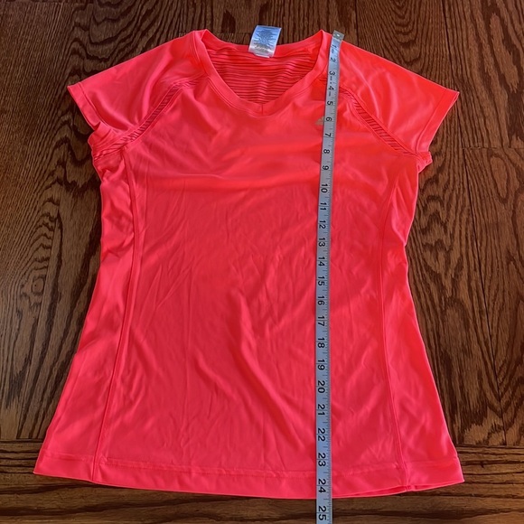 ADIDAS women’s CLIMALITE Neon pink orange stretch work out performance top SM - Picture 10 of 10
